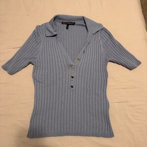 White House Black Market Light Blue V-Neck Sweater